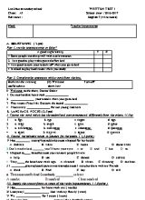 Đề và đáp án kiểm tra Tiếng anh lớp 7 - Năm học 2016-2017